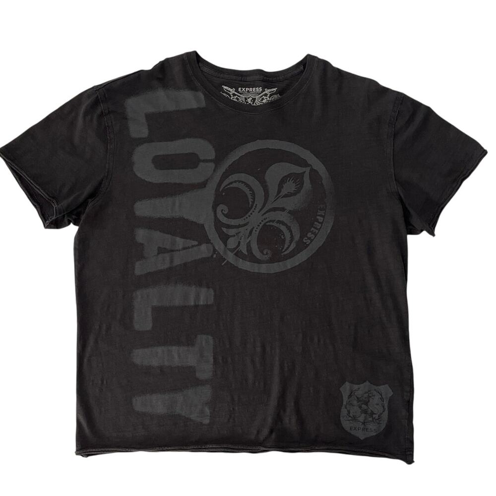 Express Black Loyalty Graphic Tshirt Mens Size XXL Grunge Edgy Emo Lion Logo